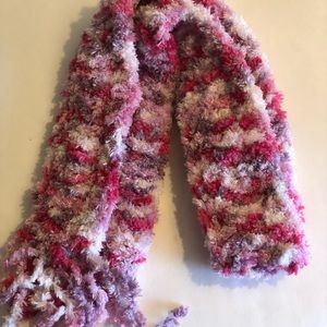 Frizzy Shades of Pink Extra Soft Long Scarf Sizes 4-8 Handmade Crochet
